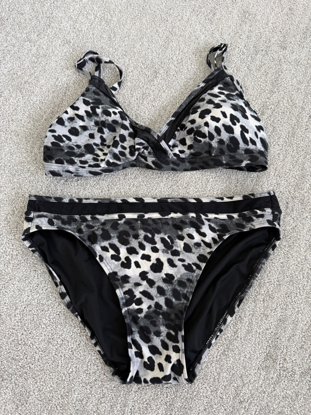 Dkny Black & White Leopard Print Women's Bikini Set